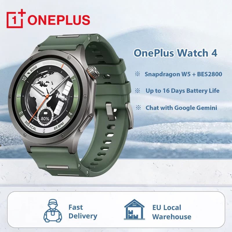 Global version OnePlus Watch 4 Smartwatch 1.5 inches Wear OS by Google Snapdragon W5 up to 16 days Google Wallet