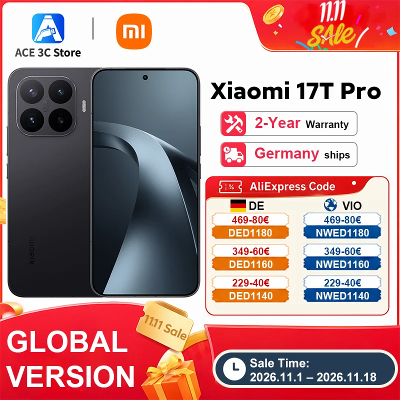Xiaomi 17T Pro 5G 12GB 256GB 512GB 1TB Smartphone MediaTek Dimensity 9500 7000mAh 100W 50MP OIS Camera 6.83" 144Hz Display IP68