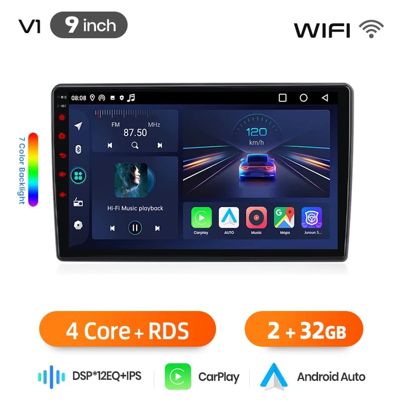 Junsun 4G Android Car Radio Stereo for VW Golf 4 MK4 Passat B5 Polo Bora Jetta T5 Transporter GPS WiFi Bluetooth FM RDS Wireless CarPlay Android Auto Touchscreen