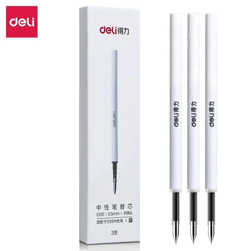DELI Metal Sign Pen 0.5mm Gel Ink Pens Golden Silver Color Metallic Writing Pen Office Supplies Gold, silver, metal pen barrels