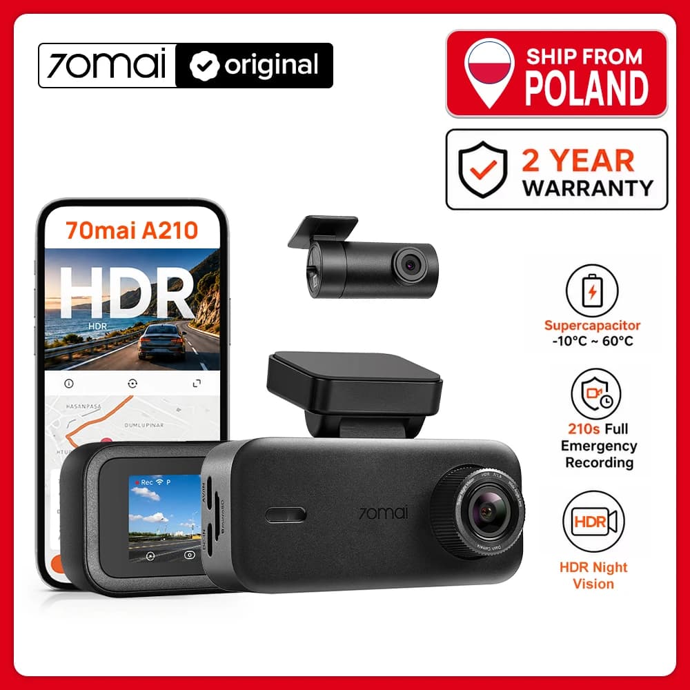 70mai Dash Cam A200 1080P 2'' IPS Screen Dual-channel Record 70mai Car DVR A200 24H Parking Monitor 130°FOV Night Vision
