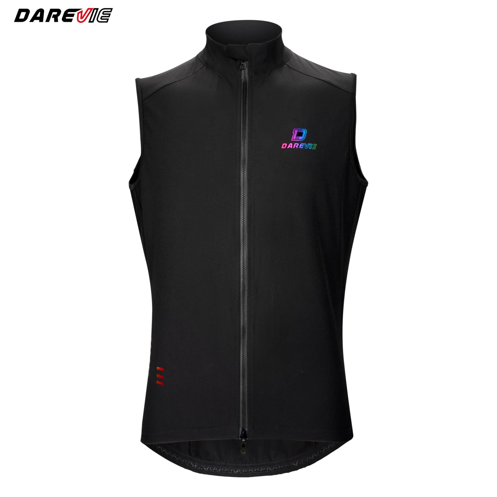DAREVIE Cycling Vest Thermal Winter Windproof 2 Way Zippers Waterproof Cycling Windbreaker Back Zipper Pockets Men Women Rainbow