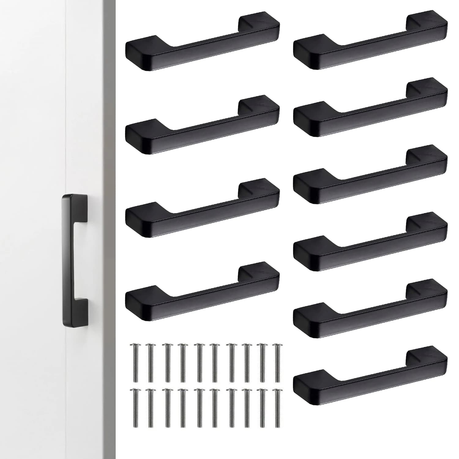 Furniture Handle Set 10 Pieces Black Matt 96 Mm for Kitchen Cabinets Drawers Wardrobe Home Renovation Practical Reliable Modern Sleek Design Simple Assembly Multi Purpose Home Everyday Furniture Renovation Solution