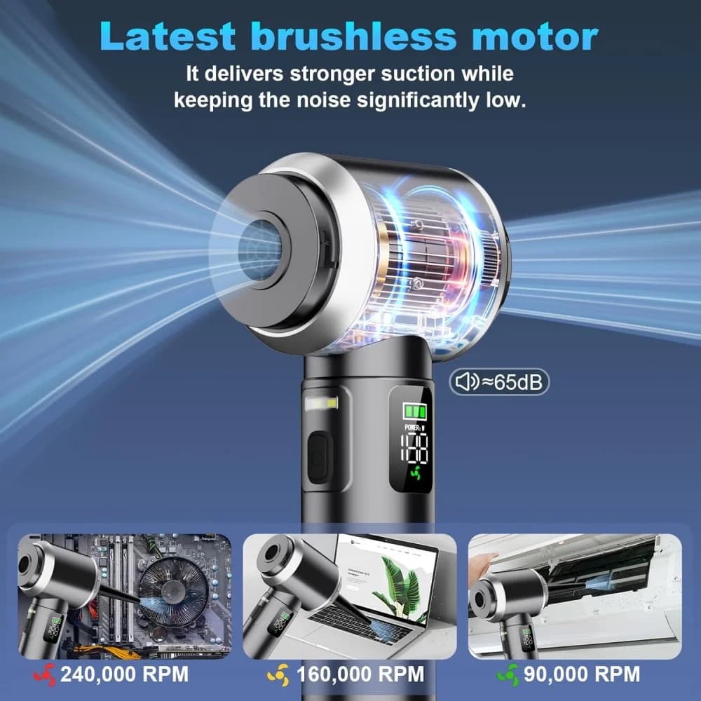 24000PA Cordless Car Vacuum Cleaner 3 Speed LED Light Air Dust Blower Gun Powerful 6000mAh Portable Home Handheld Cleaning Tools