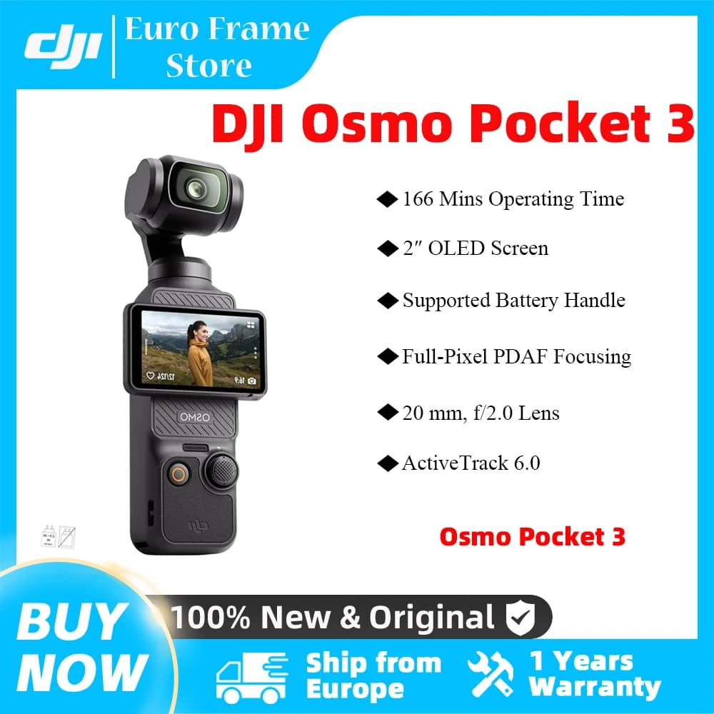 DJI Osmo Pocket 3 Portable Handheld 3-Axis Gimbal Stabilizer Camera 4K60FPS 1 Inch CMOS 2X Zoom Vlog Video Camera for Outdoor Travel Live Streaming Pocket 3