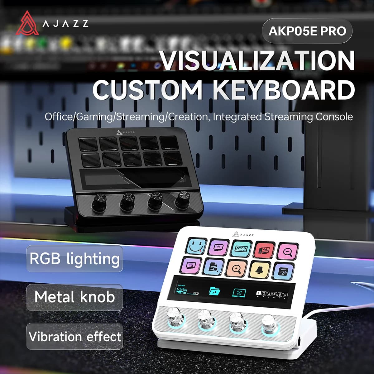 AJAZZ AKP05E PRO Desktop Helper Console Panel Controller, Programmable Shortcut Keypad for Stock Trading, Live Streaming