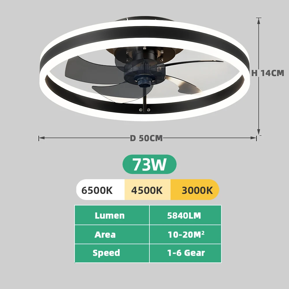 Jelena Smart LED Ceiling Fan Lamp with Remote Control APP Bedroom Living Room 50CM Modern Ceiling Fan Light Fixtures Apartment Home Decor