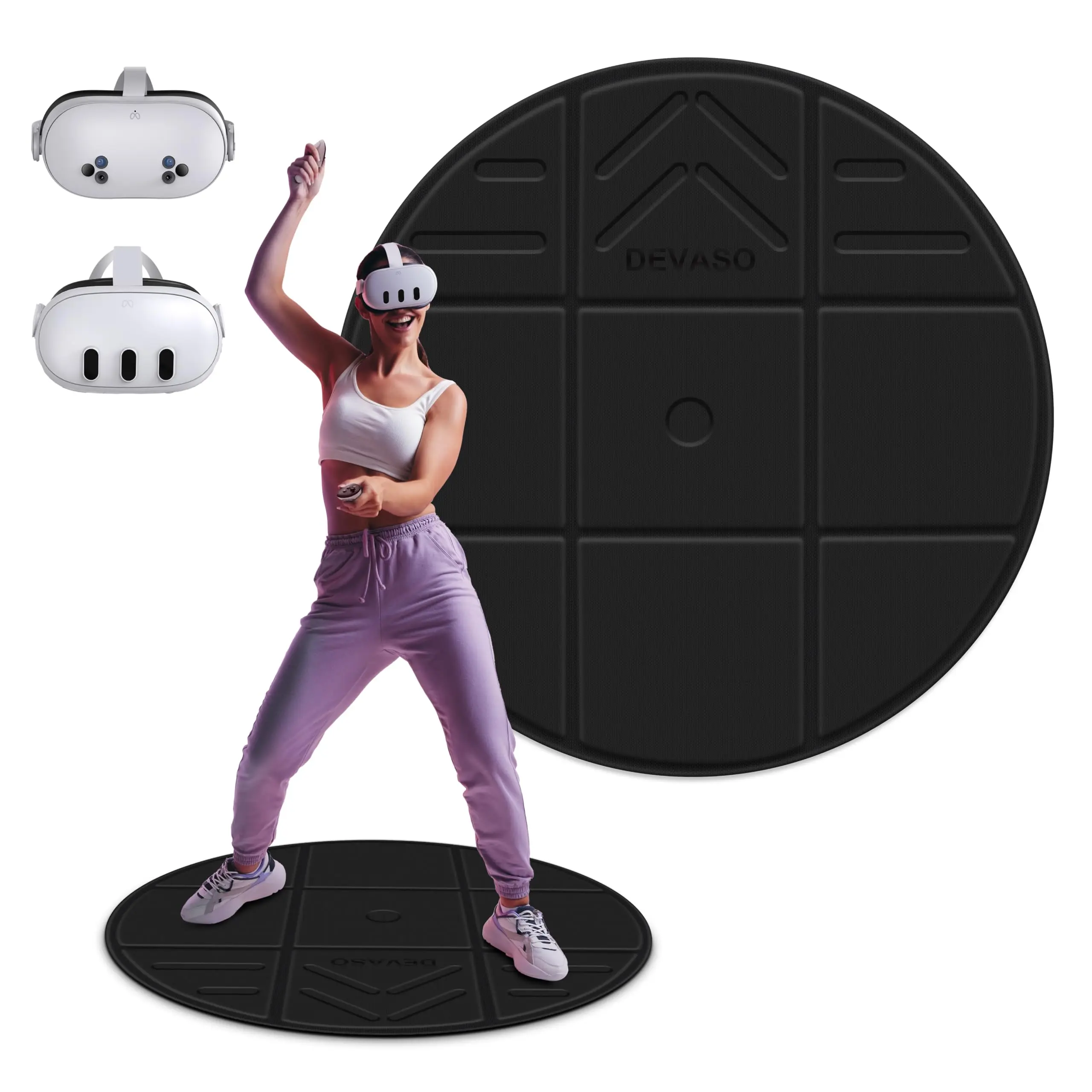 Foldable VR Mat for Meta Quest 3S/Quest 3, Round Anti Fatigue Large Mat, Anti-Slip and Comfortable Floor Mat, Premium Game Accessories Compatible with PSVR2, Quest 2/Pro/Apple Vision Pro