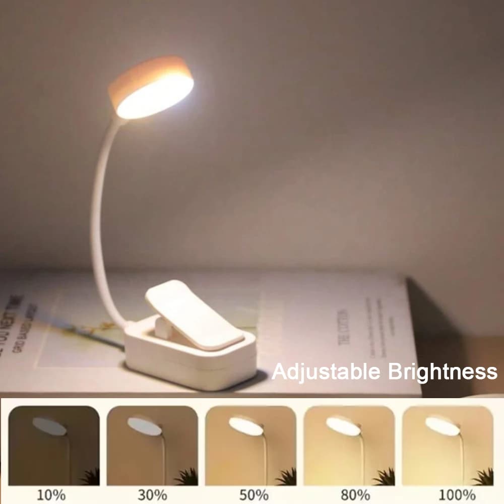 Runtow LED Clip On Book Light Portable Reading Light Battery Powered 3 Color Eye Protection Stepless Dimmable Mini Desk Lamp