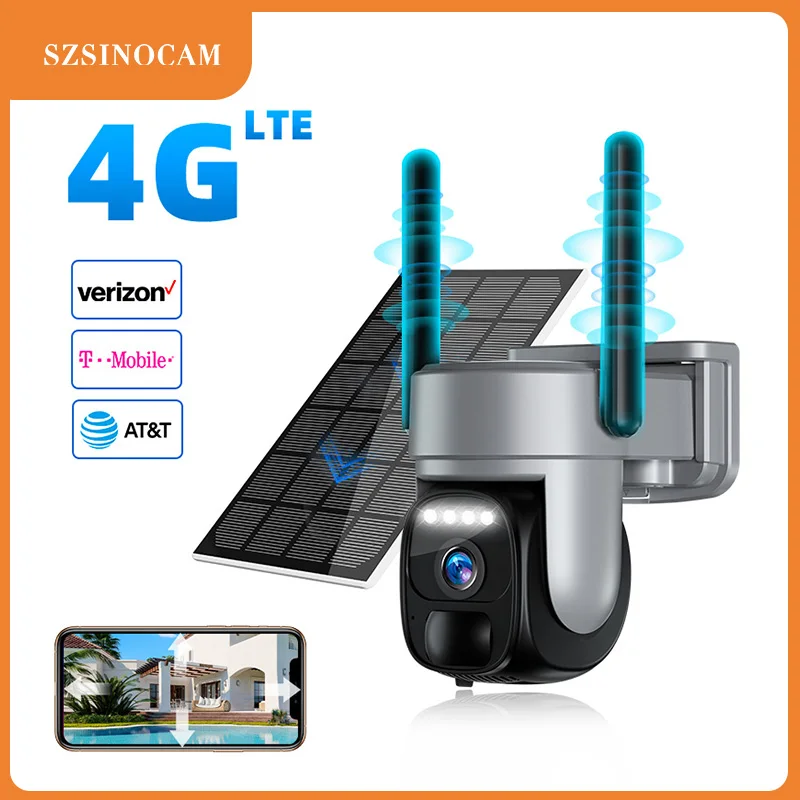 SZSINOCAM EU 4G SIM Card Solar Camera 3MP PIR Human Detect Built-in Rechargeable Battery Surveillance IP Camera