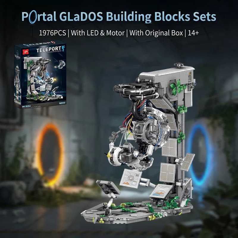 GLaDOS Portal 2 with LED Motor Building Blocks Decrypt Puzzle Game Evil Robot Aperture Lab Brick Model Kit Adults DIY Gift 1976PCS