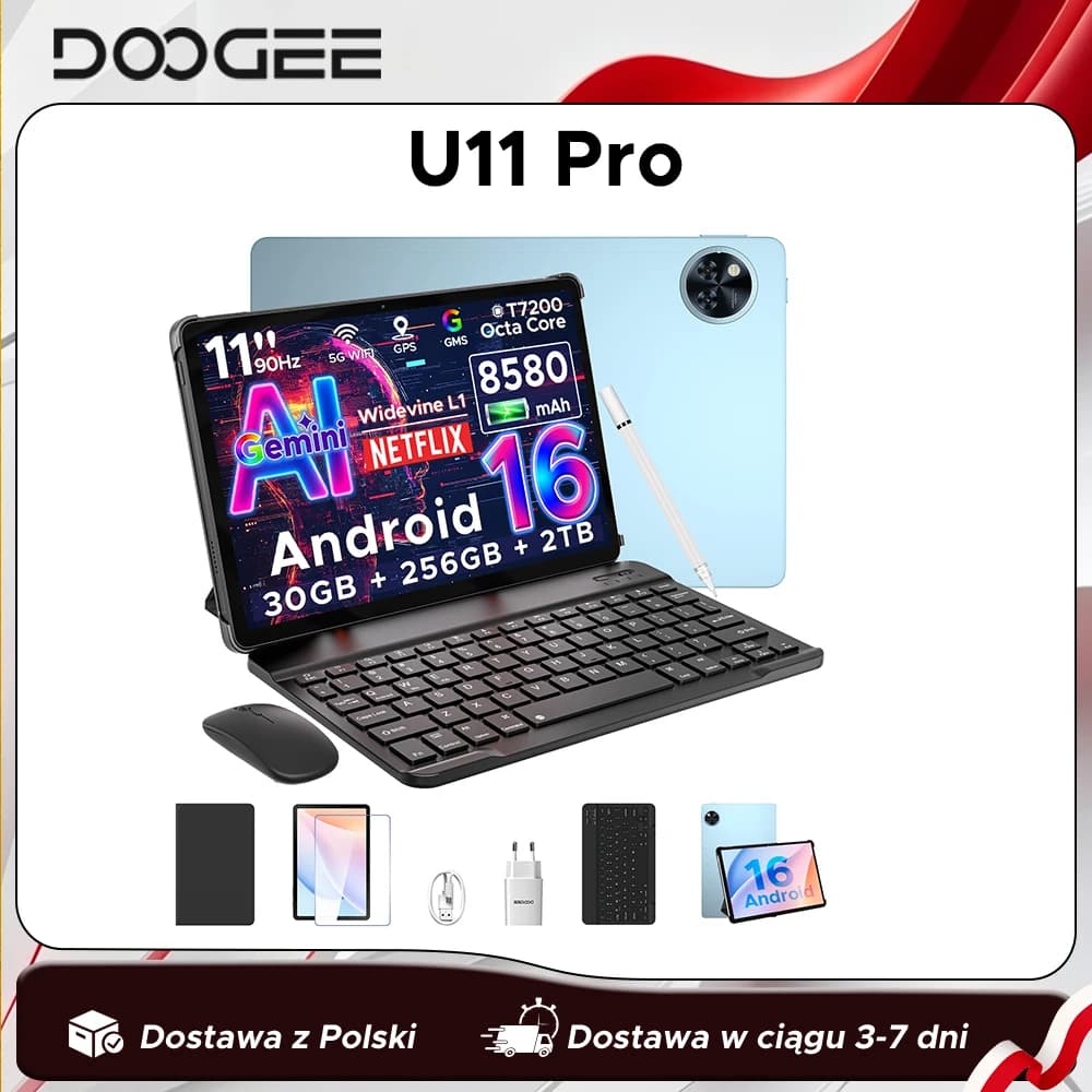 Global Version DOOGEE U11 Pro Android 15 Tablet 30GB(6+24) 256GB 11" HD 90Hz Display 8580mAh Battery Unisoc T7200 Widevine L1