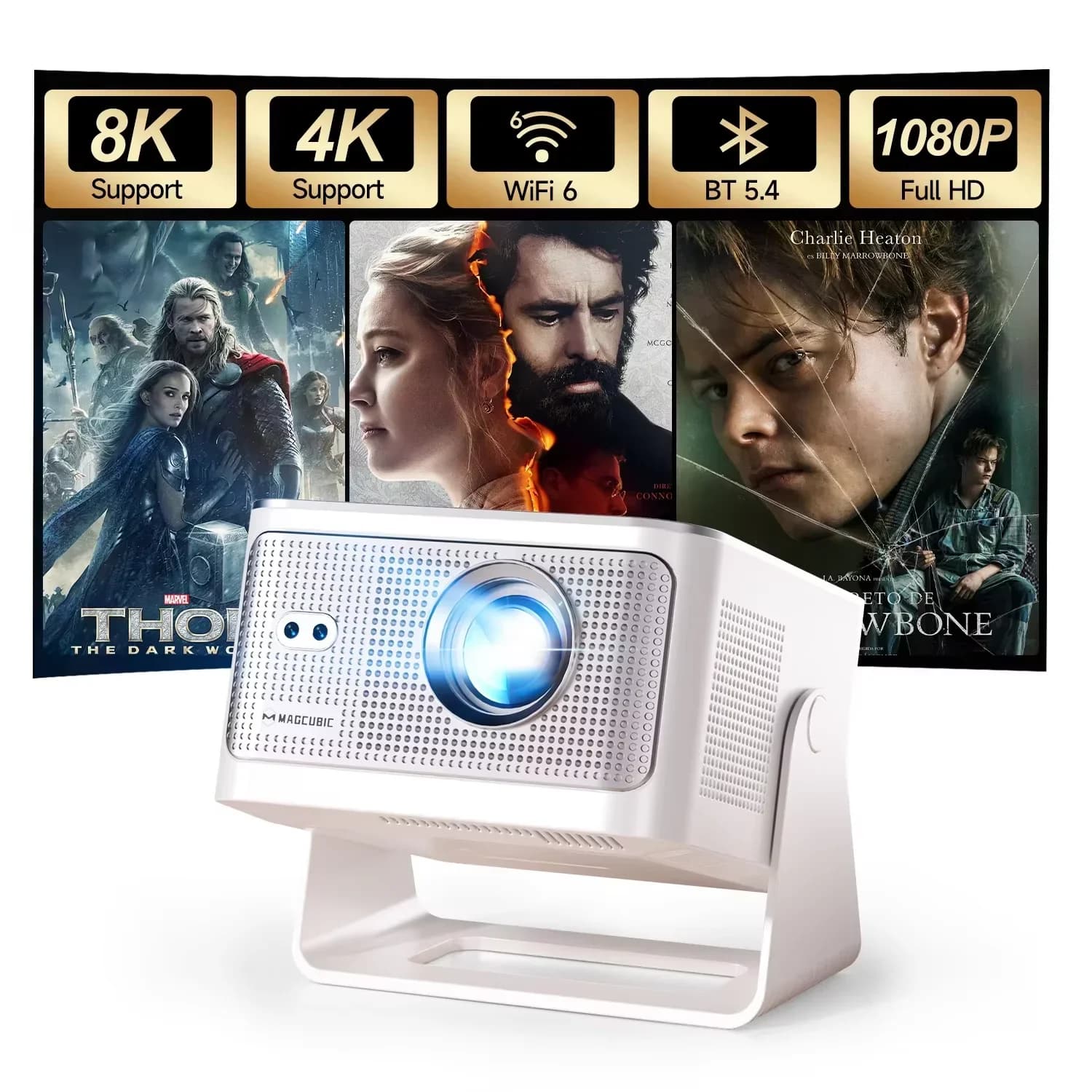 Magcubic Android14 Allwinner H726 900Ansi Auto Focus Native1080P 8K Hy350Max Projector with Wifi6 Bt5.4 Portable Movie Outdoor
