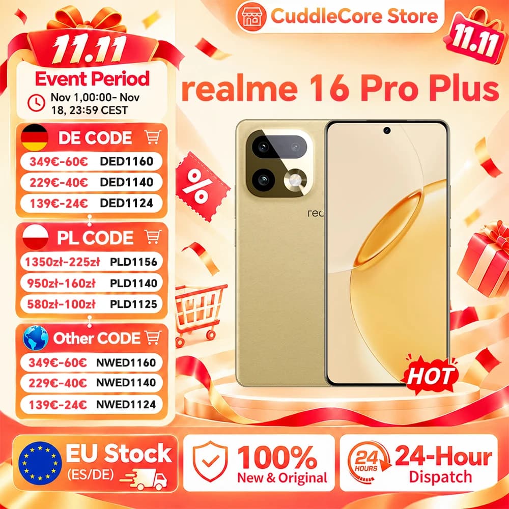 realme 16 Pro Plus 5G Smartphone realme 16 Pro+ 200MP OIS Camera Snapdragon 7 Gen 4 6.8'' AMOLED 144Hz Curved Screen 7000mAh Bat