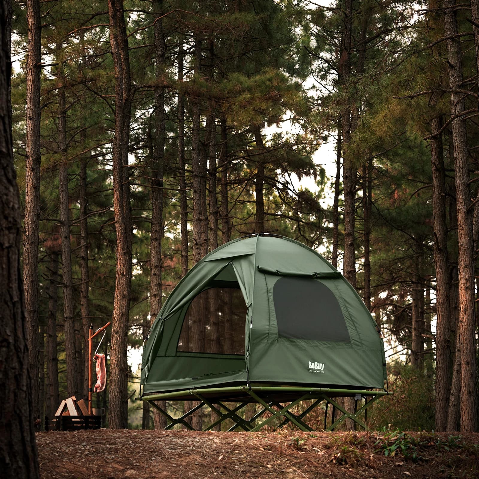 SoBuy OGS32-L camp bed with tent 2 persons 7in1 throwing tent with air pump, rolling bag, sleeping bag 193x188x145cm to 180 kg
