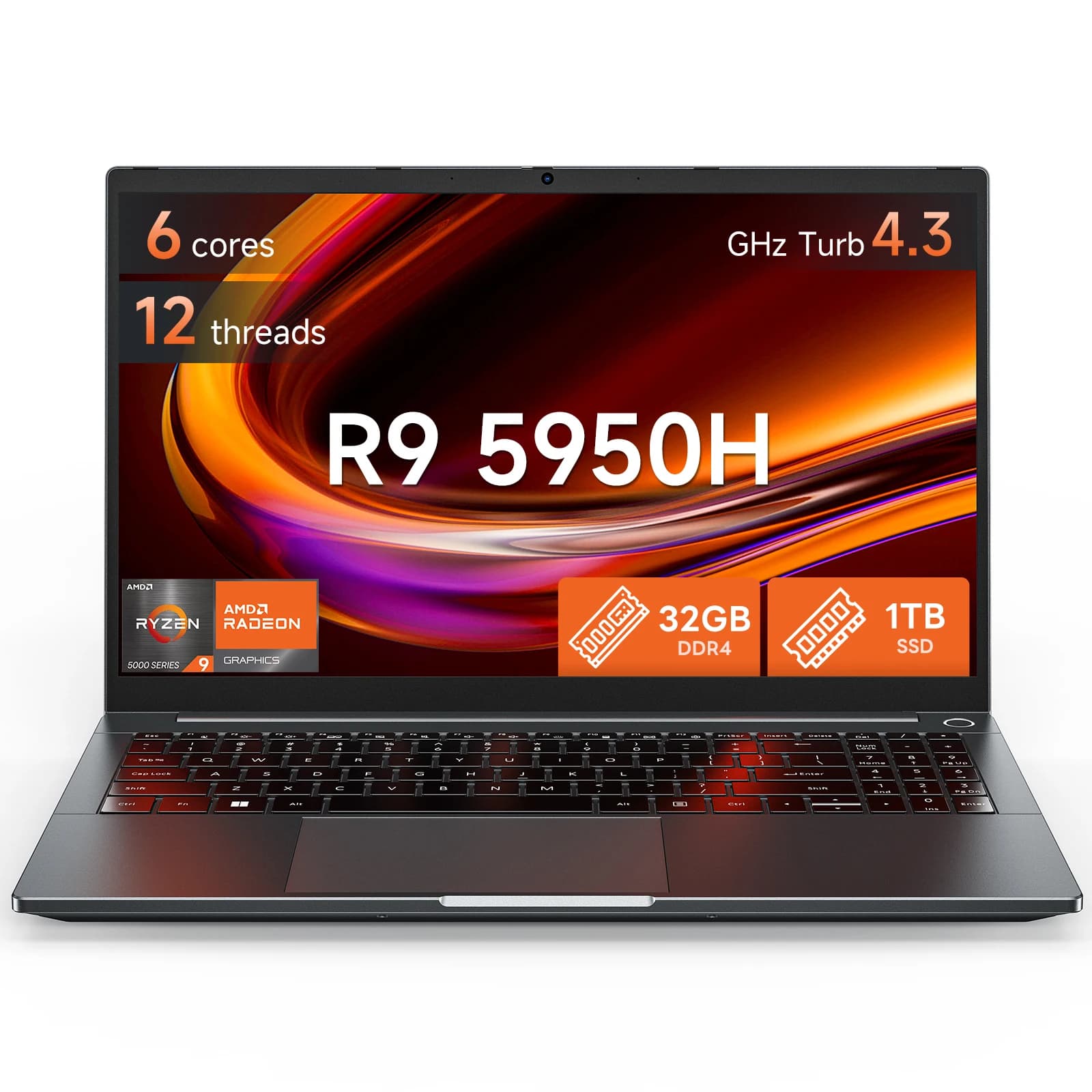 SUXI R9-5950H Laptop 15.6 inch 90Hz Display 32GB RAM 512GB SSD 4.3GHz Fingerprint Unlock Windows 11 Notebook Computer