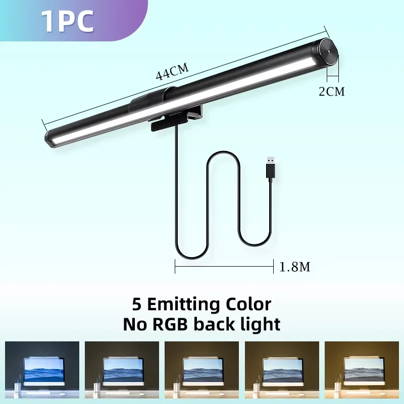 LED Desk Lamp Monitor Light Bar PC Computer 3Colors/RGB Dimmable Screen Hanging Light 33/44cm Table Lamp Reading Touch Night Light 5W