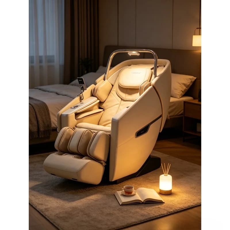 Full Body Zero Gravity Massage Chair with SL Track, Air Compression & Heating, 3D Deep Tissue Shiatsu Massager with Bluetooth Speaker, Foot Rollers & Multi-Auto Modes for Home & Office, Beige