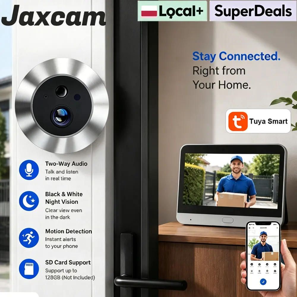 5MP HD 2.4Ghz WiFi Door Bell Peephole Camera 4.3" Screen Tuya Smart Life 5000mAh One Way Audio PIR Motion Detect IR Video Doorbell Digital Viewer