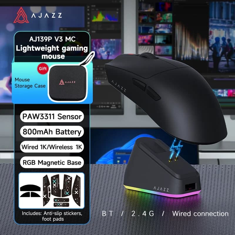 AJAZZ AJ139P V3 Mc Magnetic Base 800mAh Battery Life Wireless Gaming Mouse Suitable for Gaming and Office Use