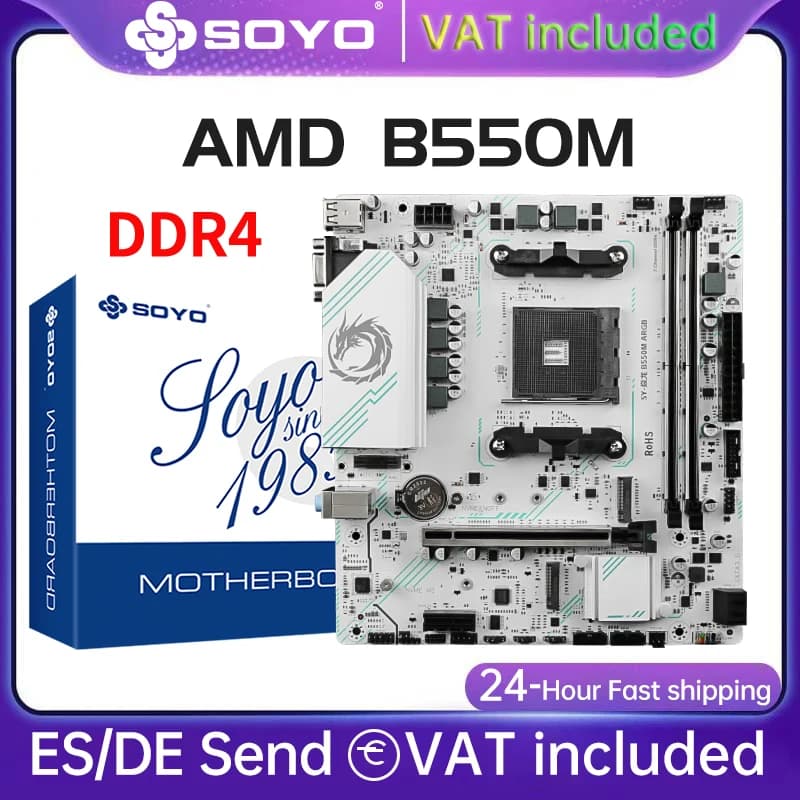 SOYO AMD B550M games Motherboard USB3.1 M.2 Nvme Sata3 DDR4 Dual Channel Supports RYZEN R3 R5 R7 3000 4000 CPU AM4 Sket