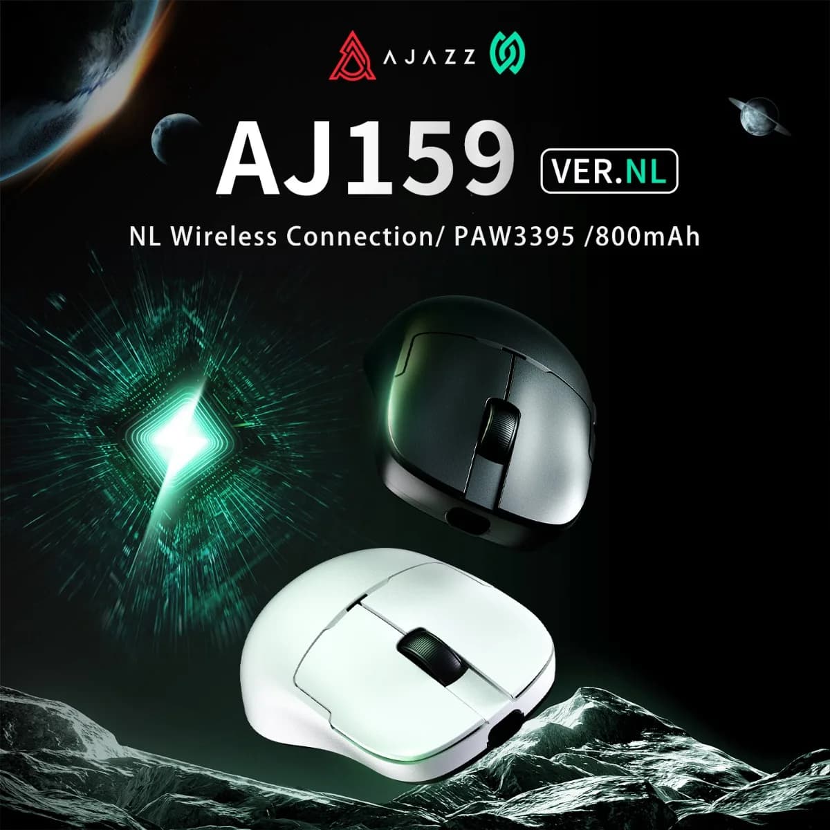 AJAZZ AJ159 NL Wireless Mouse Tri-Mode Long Battery Ergonomic Gaming & Office Mouse