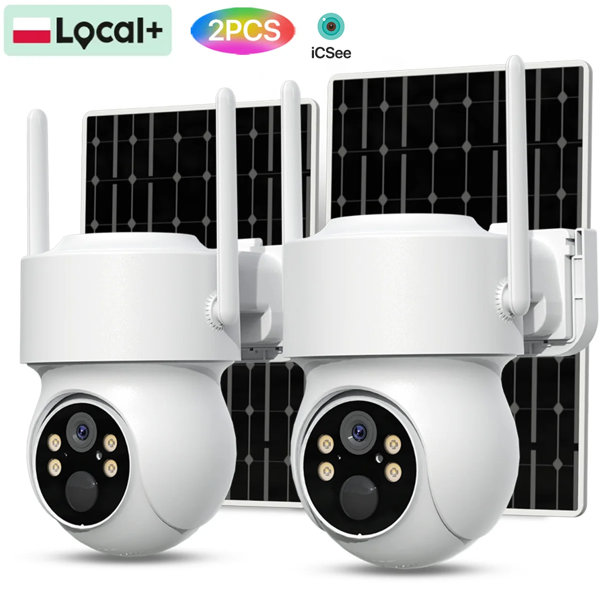 1/2PCS iCsee Solar IP Camera WiFi Outdoor Wirelees Battery Surveillance PTZ Camera PIR Detection Night Vision Real Time Alert