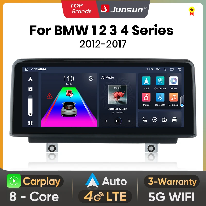 Junsun 1920*720 Wireless Carplay Android Auto Multimedia Car Radio For BMW 1 2 3 4 Series F20 F21 F22 F30 F31 F32 F33 F34 F36