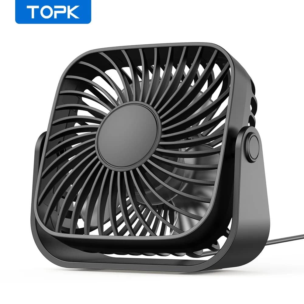 TOPK 4Inch USB Mini Portable Fan for Camping,3 Speeds Quiet Desk Table Personal Fan,360°Adjustment Standing Fans for Room Home
