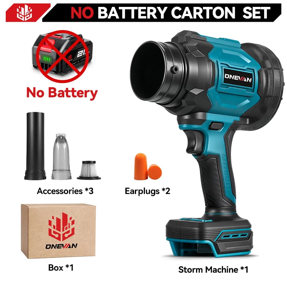 ONEVAN 3500W Brushless Electric Turbo Blower Jet Fan 2in1 Vacuuming 350M/S Leaf Dust Blowing Tool For Makita 18V Battery Pin