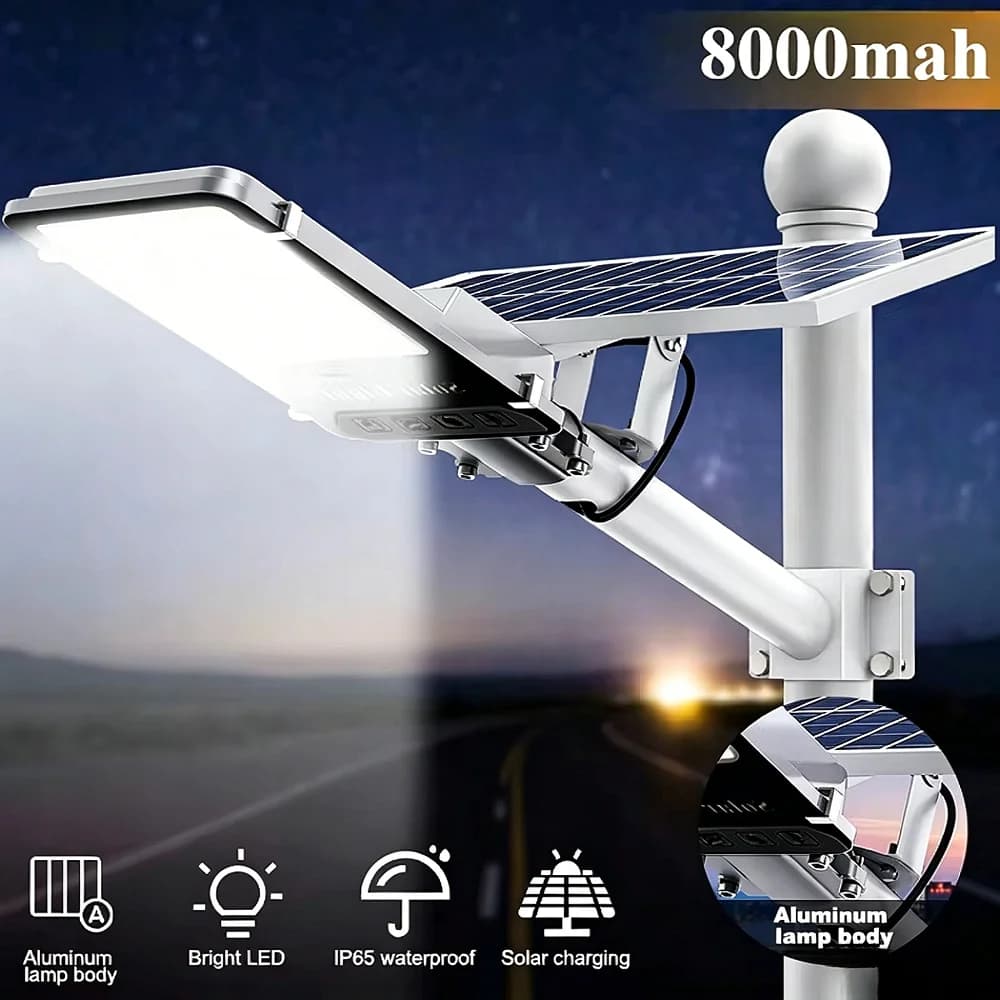 370LED Aluminum Solar Light Outdoor Solar Street Light 8000mah IP65 Waterproof Automatic Dusk to Dawn with remote control Street Light For Garage Garden