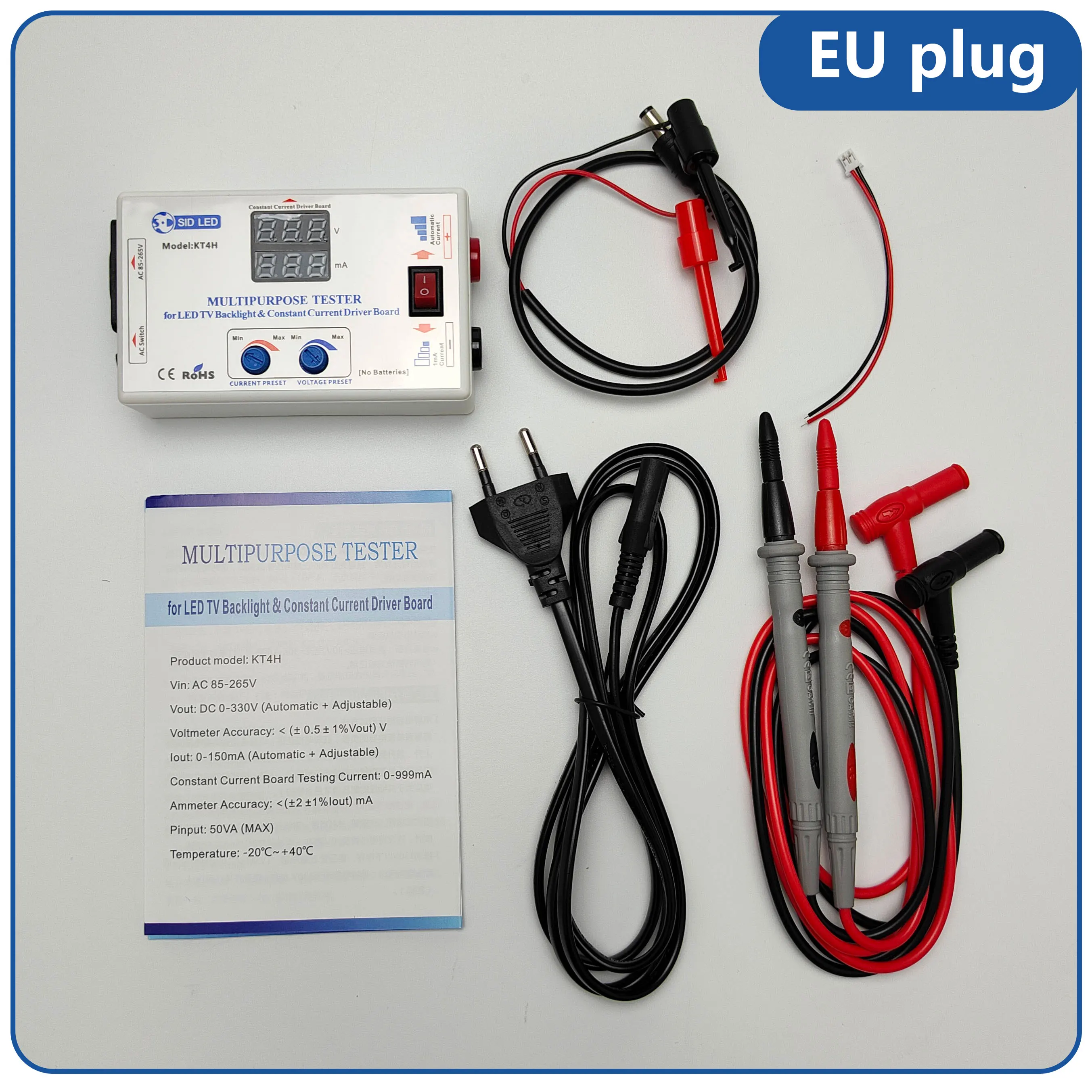 YEKMLCO KT4H 0-330V LED TV Backlight Tester Smart-Fit Manual Voltage Adjustment Constant Current Driver Board Repair LED Bead