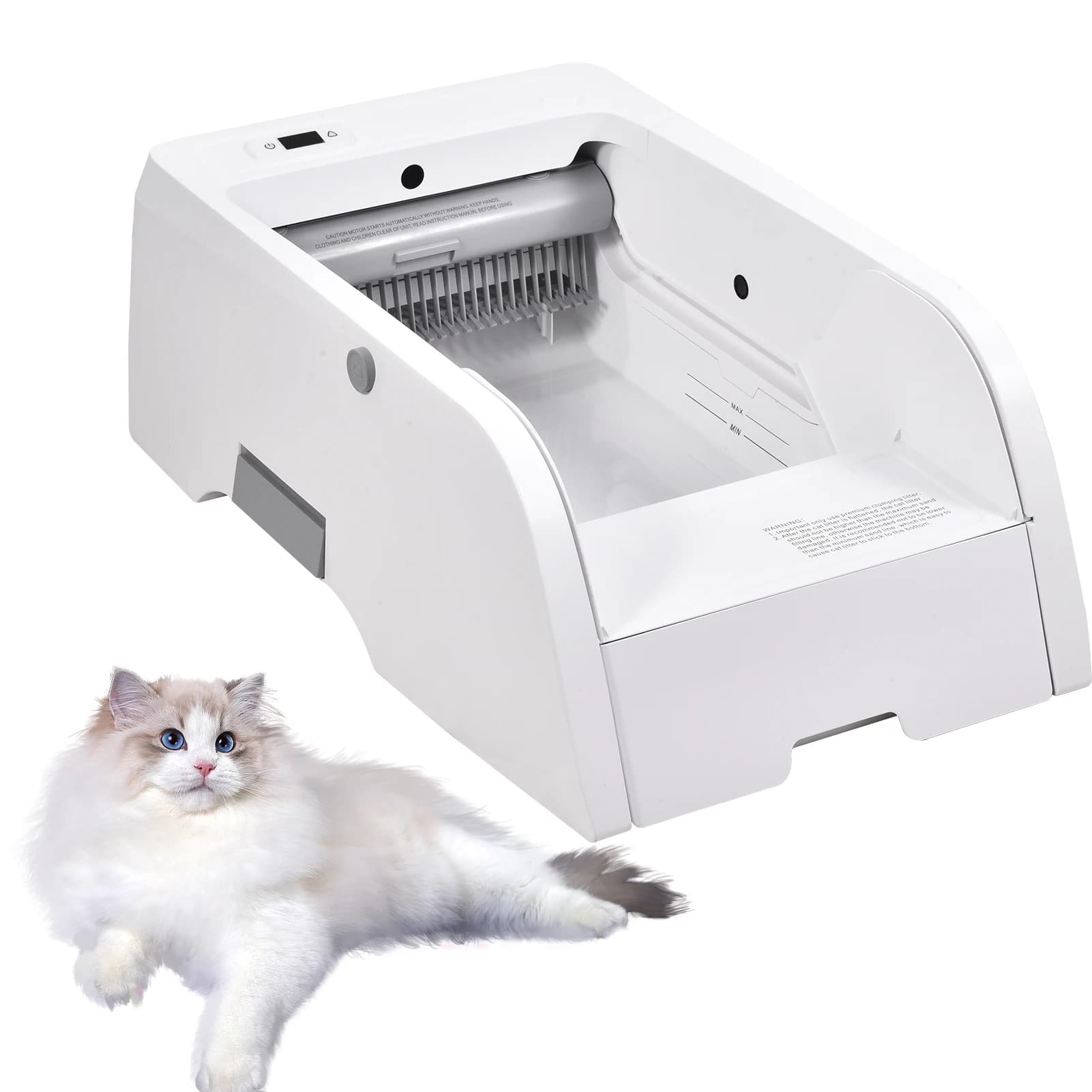 Auto Cat Litter Box Electric Auto Cleaning Open Top Litter Box App Control Pet Toilet, Large Capacity Kitty Poop Boxes（All Types of Cat Litter Except for Long, Thin Tofu-Shaped Litter Can Be Used; Regular Cleaning Is Recommended.）