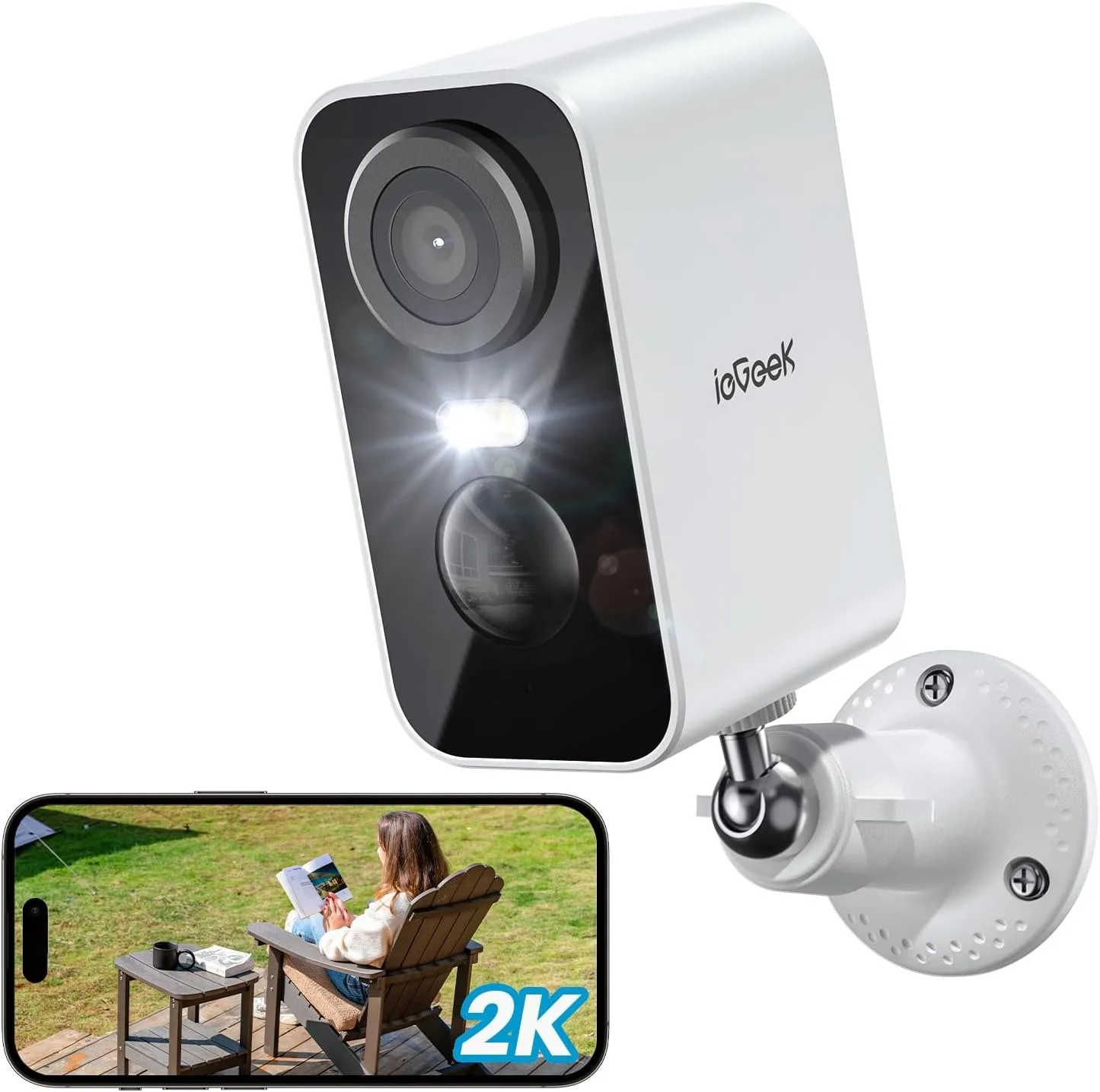 IeGeek 2K Wireless Security Camera Outdoor Colorful Night Vision, Rechargeable Battery CCTV Camera Systems, WiFi Home