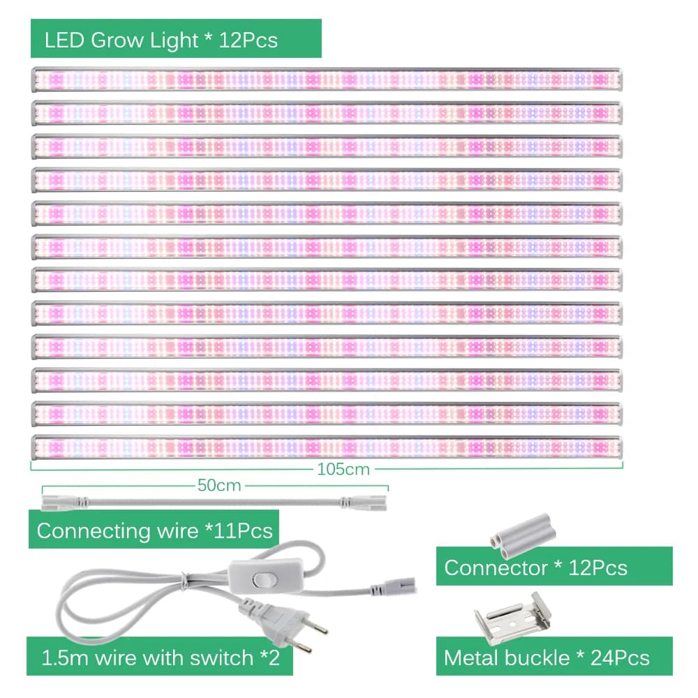 6/12 Tubes Aluminum Alloy LED Grow Plant Lamp Aquarium Aquatic Plant Lamp 52/105cm Adjustable Lamp Clear Shell Lighting