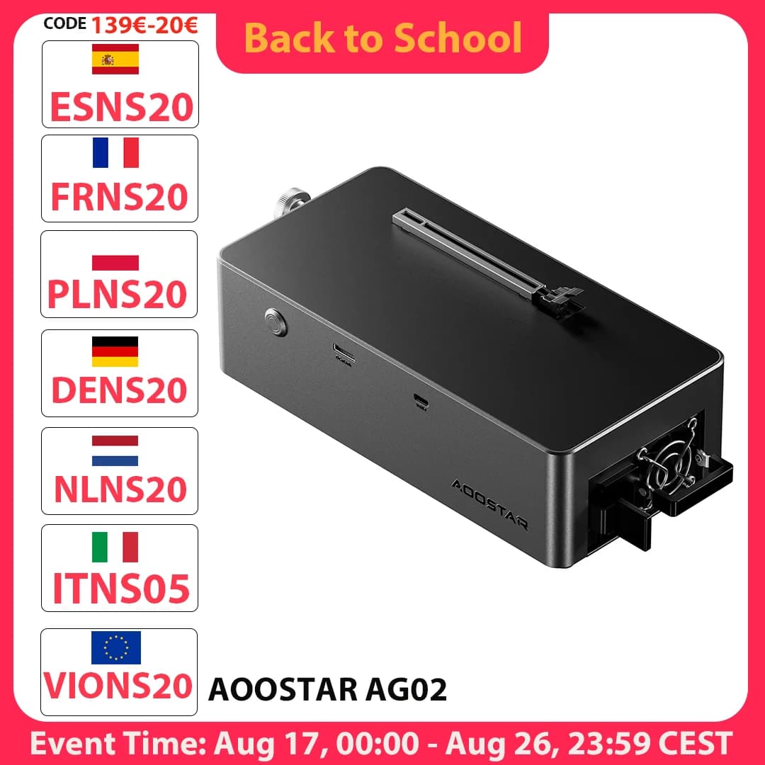 AOOSTAR AG02 EGPU Dock with Oculink & USB4 Port, 100W Reverse Charging, Built-in 800W Power Supply, Supports TGX Interface Hot-s