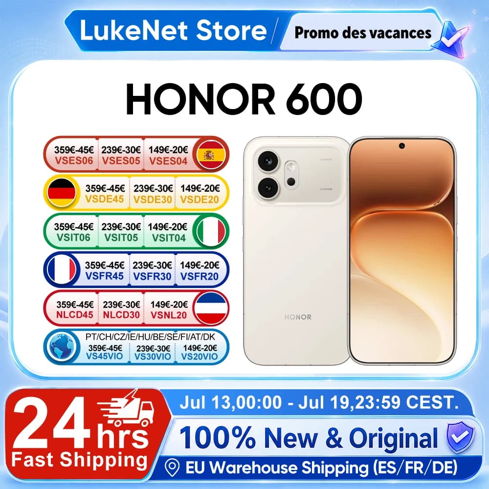 HONOR 600 5G Smartphone EU Version 200MP AI Ultra Night Camera 6400mAh Snapdragon 7 Gen4 AI Button 6.57"AMOLED 80W Supercharge