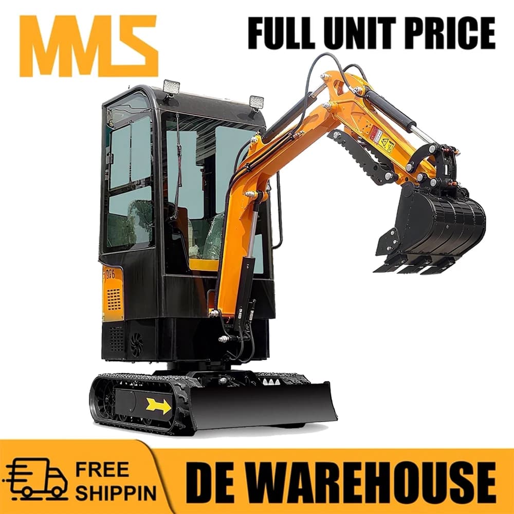 MMS 1 Ton Mini Excavator 13.5HP With KOOP Diesel Engine Hydraulic Small Digger for Construction Work Gardens Farm Free Shipping From Germany