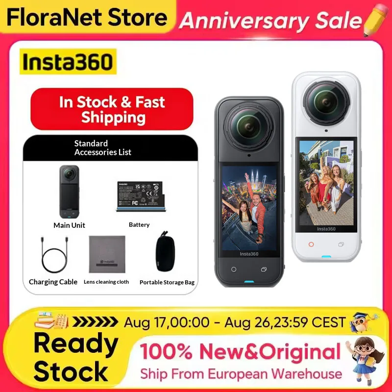 Insta360 X5 360 Action Camera 2025 New 8K 30Fps Replaceable Lenses Triple Ai Chip Superior Low Light 185 Mins Run Life Insta 360