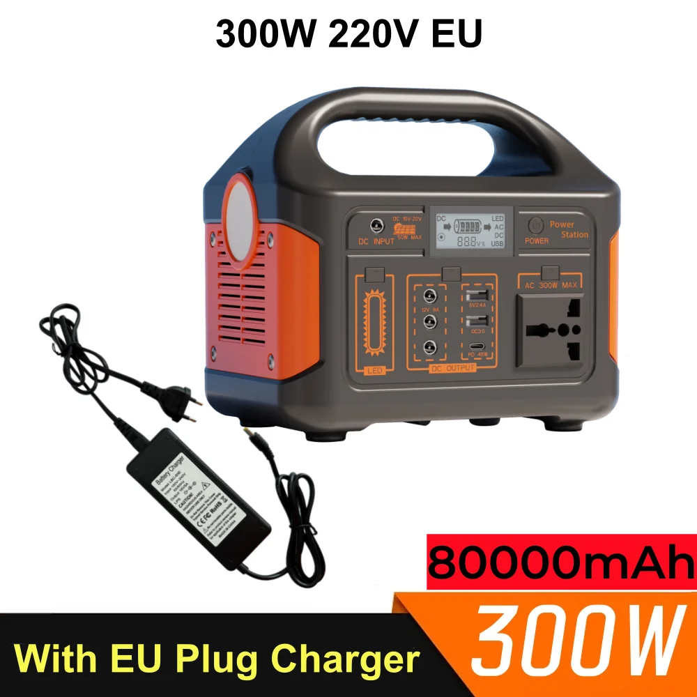 Portable Solar Power Station 500W 460Wh 300W Outdoor LiFePO4 Battery 220V EU BMS Energy Storage System Power Bank UPS Charger