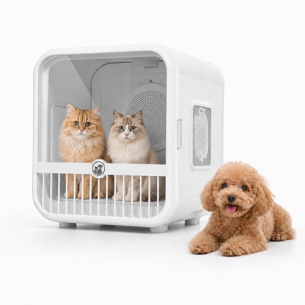 Patbrela 70L Smart Pet Drying Box Dog Dryer 1200W Low Noise Automatic Pet Hair Drying Cabinet for Cats Small Dogs, Temperature Timing Control, UV Deodorization, Fast Blow Dry Pet Drying Cage Home Use