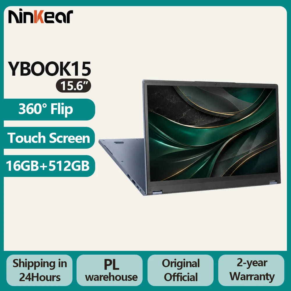 Ninkear YBook15 2 in 1 Laptop 15.6'' FHD IPS Touchscreen 360° Convertible AMD Ryzen 3 3250U 16GB DDR4 512GB SSD WiFi Bluetooth Backlit Keyboard Windows 11 Notebook for Office Study
