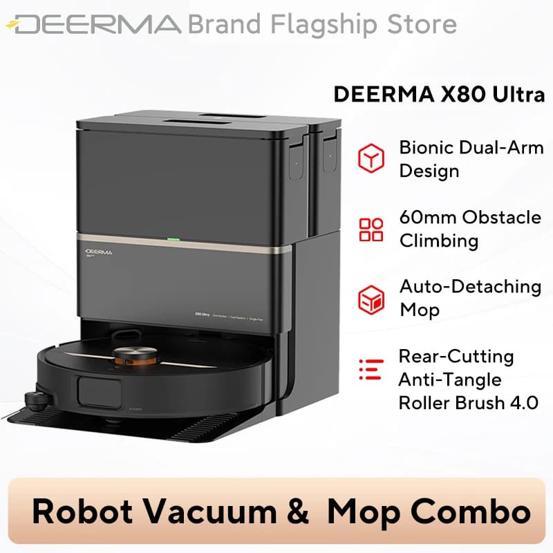 DEERMA X80 Ultra robot vacuum cleaner, powerful 23,000 Pa suction, dual-laser obstacle avoidance