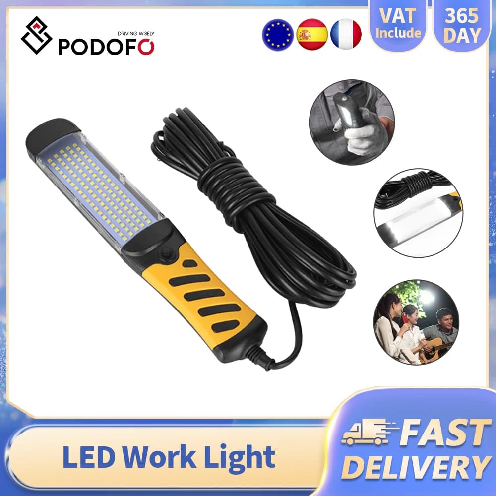 Podofo LED Work Light Magnetic Base 180° Portable Flood Torch for Car Repair Household Outdoors Home Garage Emergency Camping