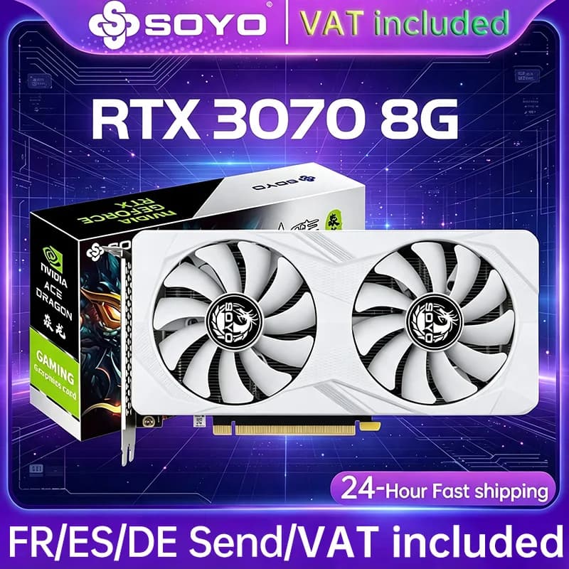 SOYO New Gaming Graphics Cards NVIDIA GeForce RTX 3070 8GB GDDR6 256 Bit Desktop GPU Video Card Computer Components RTX3070