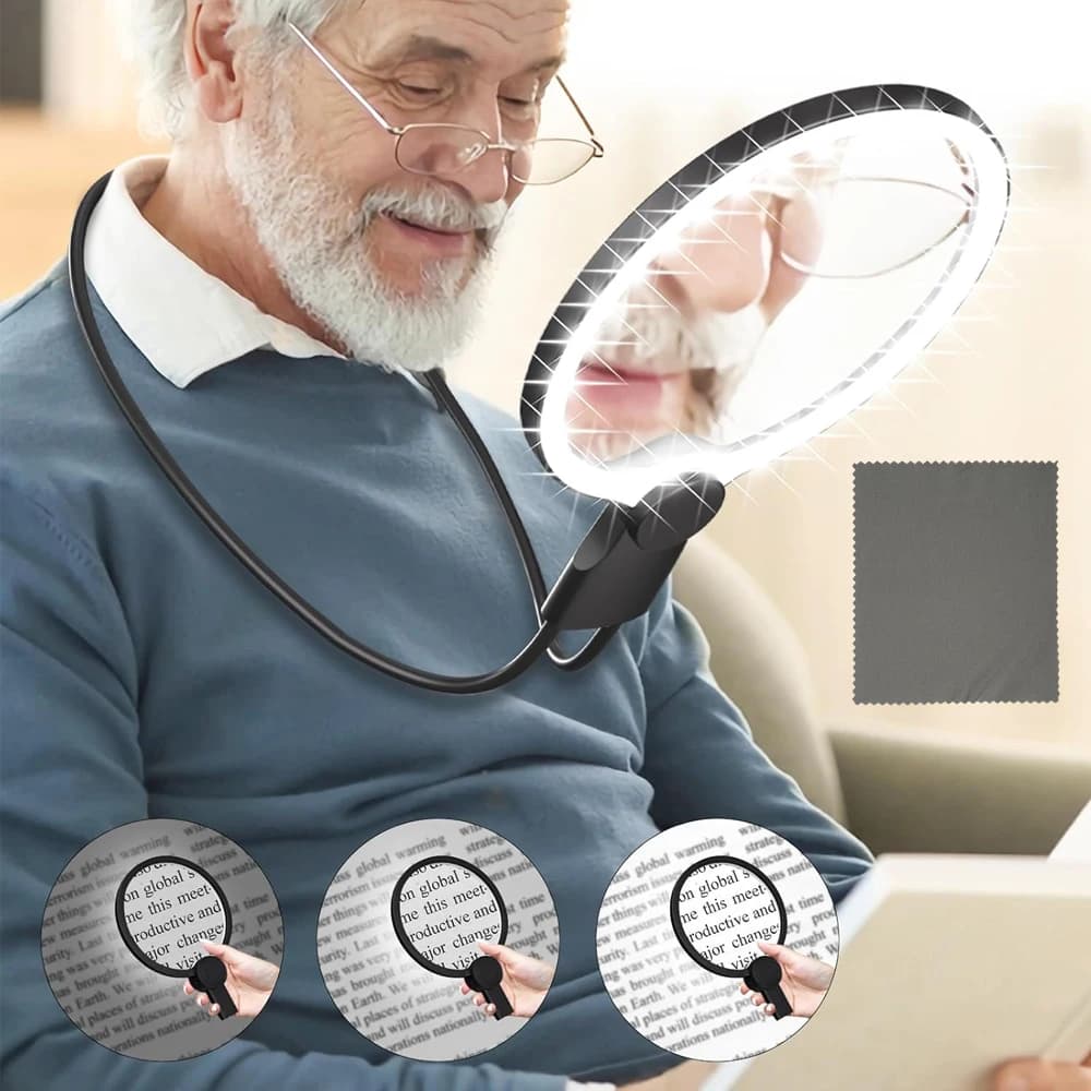 Decorative Telescope Magnifying Glass 5x with Adjustable Neck Support for Reading and Repairing Process Lenses, Hands-free Magnifying Glass Suitable for Amateur Enthusiasts and Elderly Professionals As Home Accessories