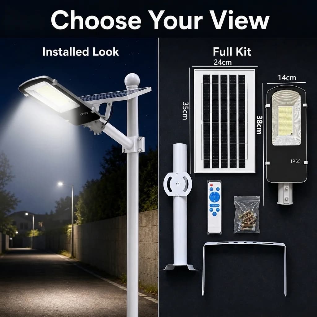 370LED Aluminum Solar Light Outdoor Solar Street Light 8000mah IP65 Waterproof Automatic Dusk to Dawn with remote control Street Light For Garage Garden