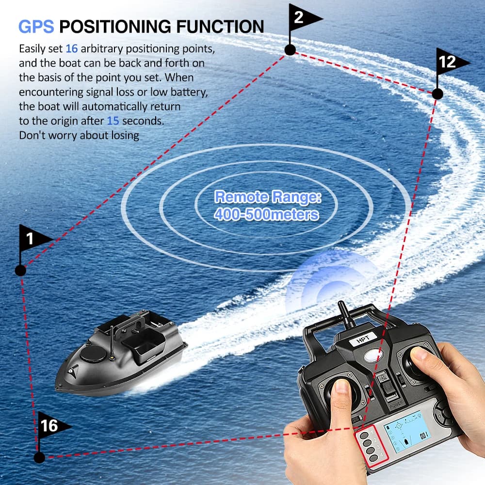 NEW Fishing Feeding Boat GPS Fishing Bait Boat with 3 Bait Containers Wireless Bait Boat with Automatic Return Function
