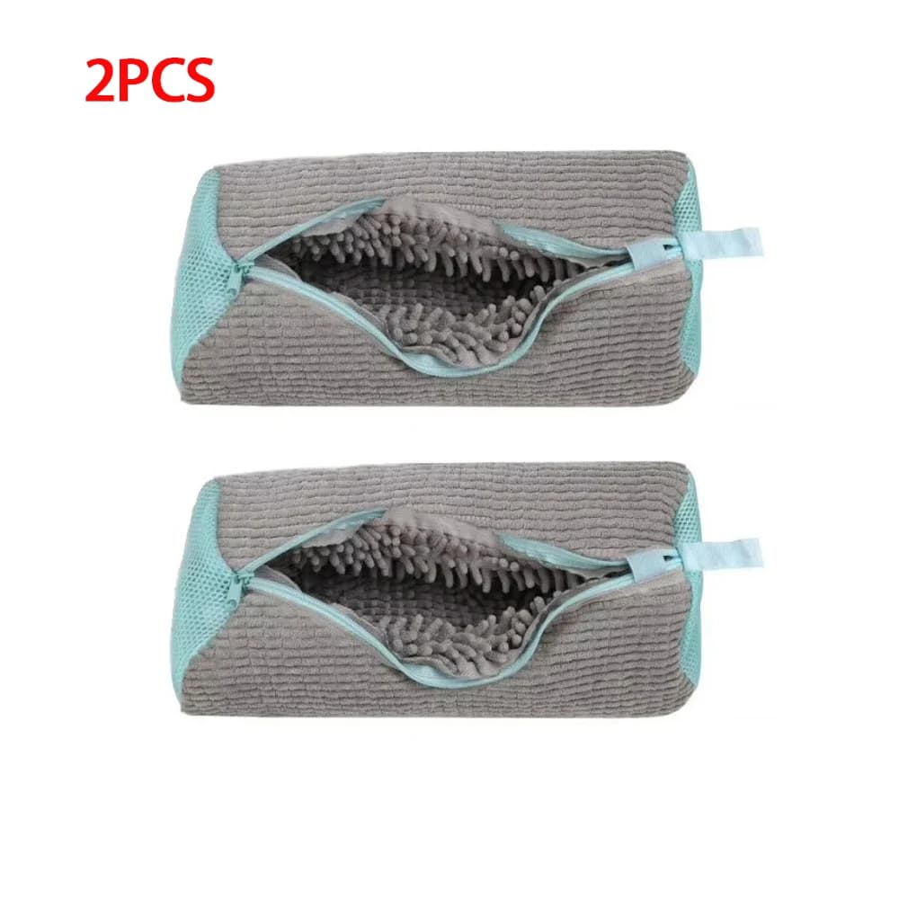2PCS Sneaker Wash Care Bag For Shoes, Soft Chenille Fabric, Machine Washable, Protects Shoes From Damage And Deformation