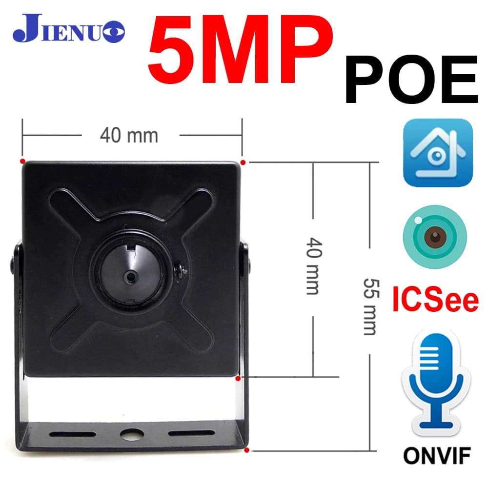 JIENUO 5MP Mini IP Camera Poe Audio Micro Cctv Security Video Surveillance IPCam Indoor Network Camera Built-in Microphone Onvif HD Network Home Cam ICSee Xmeye